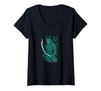 Femme Guerrier de brume fantôme samouraï T-Shirt avec Col en V