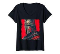 Femme Guerrier de Croisade chrétienne des Templiers historiques T-Shirt avec Col en V