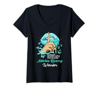 Femme Guerrier de récupération de dépendance pour femme Motif papillons T-Shirt avec Col en V