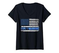 Femme Guerrier diabétique de Type 1 T-Shirt avec Col en V