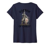 Femme Guerrier du Christ | Templier catholique chrétien T-Shirt avec Col en V