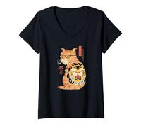 Femme Guerrier Hipster Cat T-Shirt avec Col en V