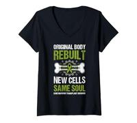 Femme Guerrier Receveur d'organe de survivant de greffe de moelle osseuse T-Shirt avec Col en V