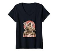Femme Guerrier samouraï Musashi, Chasseur d'épée Japonais T-Shirt avec Col en V
