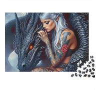 Femme Guerrière Puzzle 1000 Pièces Dragon Jeu de Puzzle 1000 Pièces Papier Décoration Détente 70x50cm/1000pcs