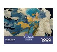 Femme Guerrière Puzzle pour Adultes Puzzle 1000 Pièces Cheval Blanc Jeu de Puzzle 1000 Pièces Détente Décoration Maison 52x38cm/1000pcs