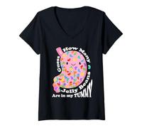 Femme Guess How Many Jelly Beans are in My Tummy Funny Kawaii T-Shirt avec Col en V