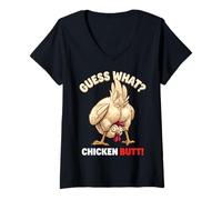 Femme Guess What Chicken Butt Funny Chicken Men Women Kids T-Shirt avec Col en V