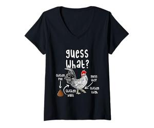 Femme Guess What? Chicken Butt Sarcastic Humor Cool Memes Graphic T-Shirt avec Col en V