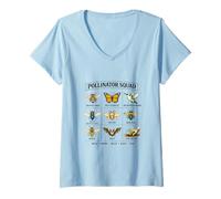 Femme Guide de Terrain « Pollinator Squad » Enseignement des Sciences Naturelles T-Shirt avec Col en V
