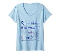 Femme Guide de Voyage intergalactique Rick and Morty Merch T-Shirt avec Col en V