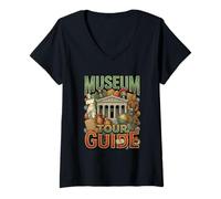 Femme Guide Touristique du musée T-Shirt avec Col en V