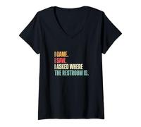Femme Guides touristiques Amusants « I Came I Saw I Asked Where The Restroom is Funny » T-Shirt avec Col en V