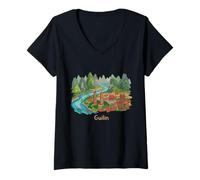 Femme Guilin China Souvenir de Voyage en Chine T-Shirt avec Col en V