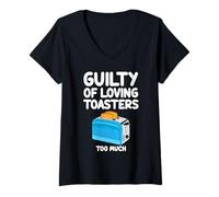 Femme Guilty of Loving Too Much Kitchen Appliance Bread T-Shirt avec Col en V