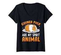 Femme Guinea Pigs are My Spirit Animal T-Shirt avec Col en V