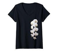 Femme Guirlandes Blanches Phalaenopsis à Une Face pour orchidée T-Shirt avec Col en V