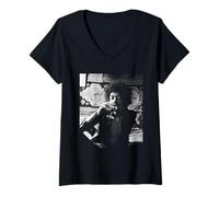 Femme Guitare Legend Jimi Hendrix Purple Haze at Mayfair Flat 1969 T-Shirt avec Col en V