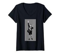 Femme Guitare Rock AC DC Schoolboy Pose Thunder Stage T-Shirt avec Col en V
