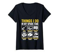 Femme Guitare Things I Do in My Spare Time T-Shirt avec Col en V
