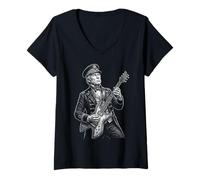 Femme Guitare Zachary Taylor T-Shirt avec Col en V