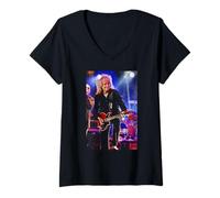 Femme Guitariste Brian May Queen & Adam Lambert par Dick Barnatt T-Shirt avec Col en V