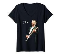 Femme Guitariste Eric Clapton Blues Live Sheffield 1993 T-Shirt avec Col en V