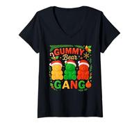 Femme Gummy Bear Gang Christmas Candy Squad Kids Team Xmas Costume T-Shirt avec Col en V