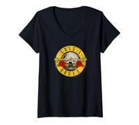 Femme Guns 'n' Roses Hard Rock Band Bullet Logo by Rock Off T-Shirt avec Col en V