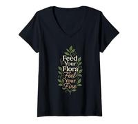Femme Gut Health Warrior Microbiome Pride Connexion entre l'intestin et le cerveau T-Shirt avec Col en V