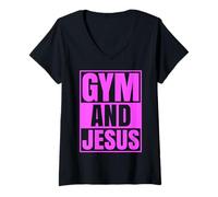 Femme Gym and Jesus Christian Trainer Grace God Athlete Lifting T-Shirt avec Col en V