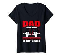 Femme Gymnastique Papa Gymnaste Papa T-Shirt avec Col en V