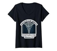 Femme Gynécologue chrétien Docteur Gynécologie est Mon ministère MD T-Shirt avec Col en V