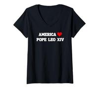 Femme Habemus Papam Election 2025 Amérique Love Heart Pape Léo XIV T-Shirt avec Col en V