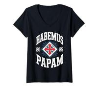 Femme Habemus Papam Élection du pape 2025 Foi chrétienne catholique T-Shirt avec Col en V