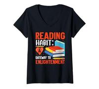 Femme Habitude de lecture : porte d'entrée vers l'illumination T-Shirt avec Col en V