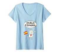 Femme Hablo Espanol T-Shirt pour hispanophones T-Shirt avec Col en V