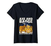 Femme Hache et Badge Retired Firefighter Pride T-Shirt avec Col en V