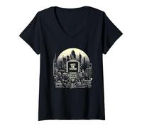 Femme Hack the System Society Network Computer Cyberpunk Vaporwave T-Shirt avec Col en V