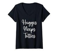 Femme Haggis, Neeps & Tatties, Fiers de la Tradition Celtique écossaise T-Shirt avec Col en V