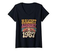 Femme Haight Ashbury 1967 Chemise Hippie 60s Coloré San Francisco T-Shirt avec Col en V