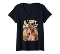 Femme Haight Ashbury 1967 T-Shirt Vintage Hippie psychédélique T-Shirt avec Col en V