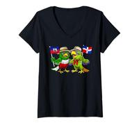 Femme Haïti République Dominicaine Racines Drapeau Haïtien Fier T-Shirt avec Col en V