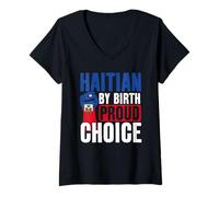 Femme Haïtien de naissance Haïti Pride T-Shirt avec Col en V