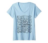 Femme Halal Hustle - No Haram Deals - Succès éthique T-Shirt avec Col en V
