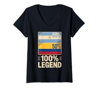 Femme Half Colombian Argentinian Roots 100% Legend Colombia T-Shirt avec Col en V