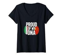 Femme Half Italian Chinese Roots Proud of My DNA Italy China T-Shirt avec Col en V