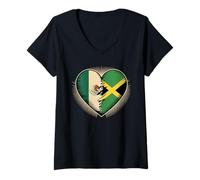 Femme Half Mexican Jamaican Mexico Jamaica T-Shirt avec Col en V