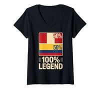 Femme Half Peruvian Colombian 100% Legend Peru Colombia T-Shirt avec Col en V