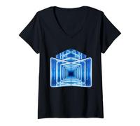 Femme Hall of Mirror Miroirs fascinants Art Infinity T-Shirt avec Col en V